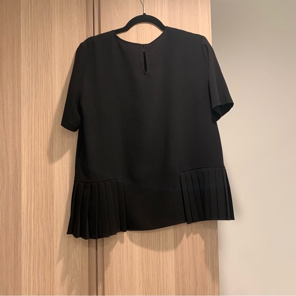Zara Black Short Sleeve Blouse with Pleats - L - Picture 5 of 5
